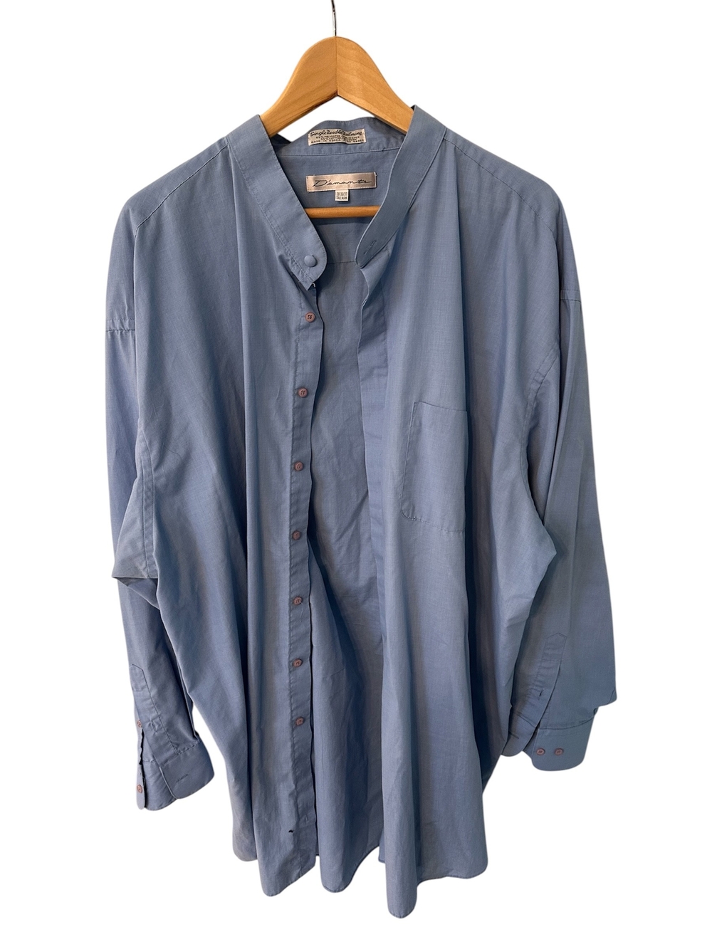 Men's Light Blue Band-Collar Dress Shirt